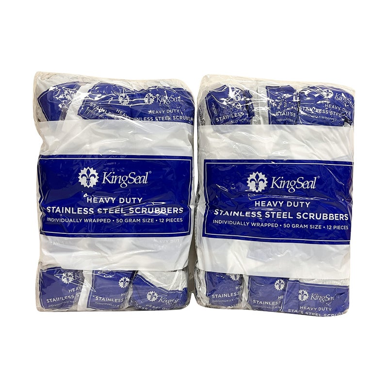 KingSeal 24 Count | KingSeal Stainless Steel Scrubbers, Scrub Pads, Heavy Duty, 50 gram Weight, Individually Wrapped - 2 Packs of 12 Scrubbers - Image 4